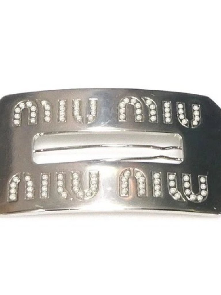 Auth Miumiu Barrette Hair Clip Hair Accessotry Silver Metal - R10572a